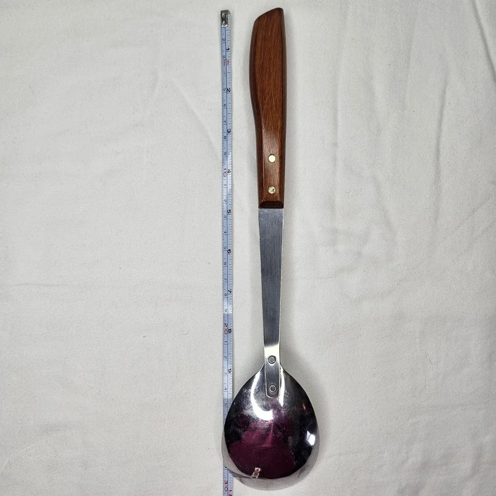 Imperial Veri-Sharp‎ Vtg Serving Spoon Stainless Steel Wood Handle Made in USA